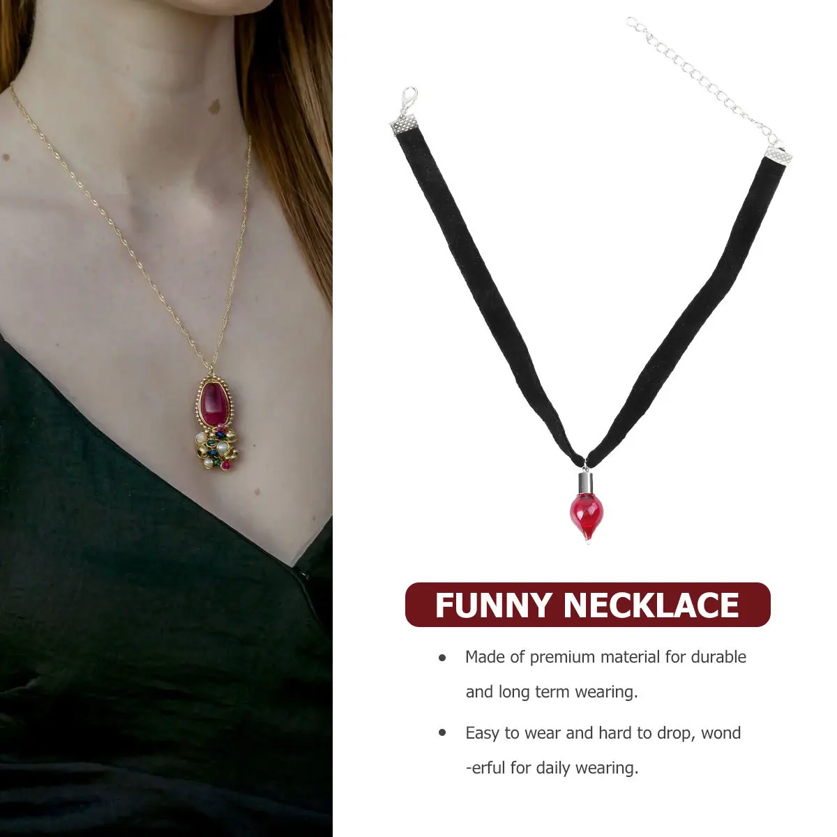 1개 고딕 혈액병 펜던트 목걸이 여성용 조절 가능한 체인 축제 파티 나이트클럽 장식 목걸이 목 체인