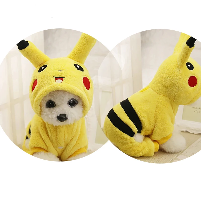 Pet Clothes Autumn Winter Cute Costume Cartoon Cosplay Coat Home Pajamas Hoodie Outfit Kitten Clothes Lovely Fashion