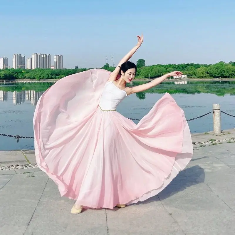 Classical dance vacation romantic fairy dress jumpsuit 720 degree swing skirt dance dress suit set