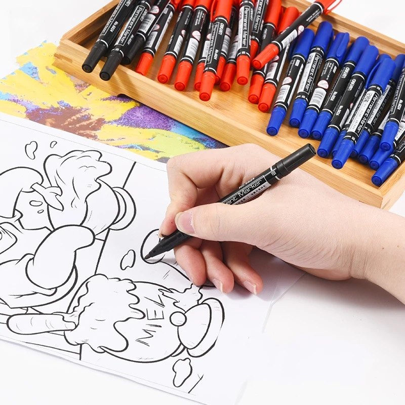 21Pcs Twin Tip Permanent Markers Fine Point Black Blue Red Ink 0.5mm-1mm