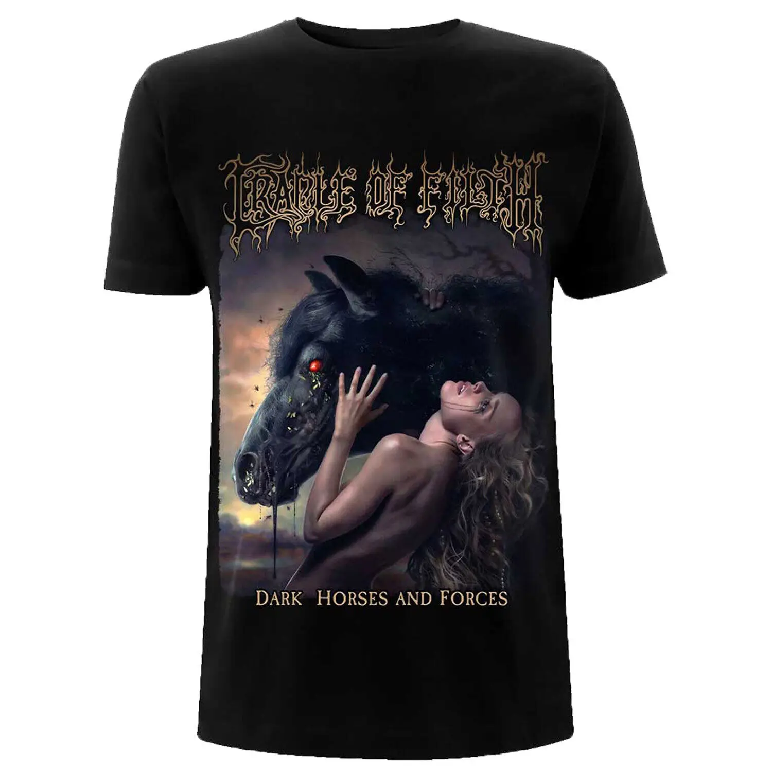 Men's Cradle Of  Dark Horses T-shirt Medium Black