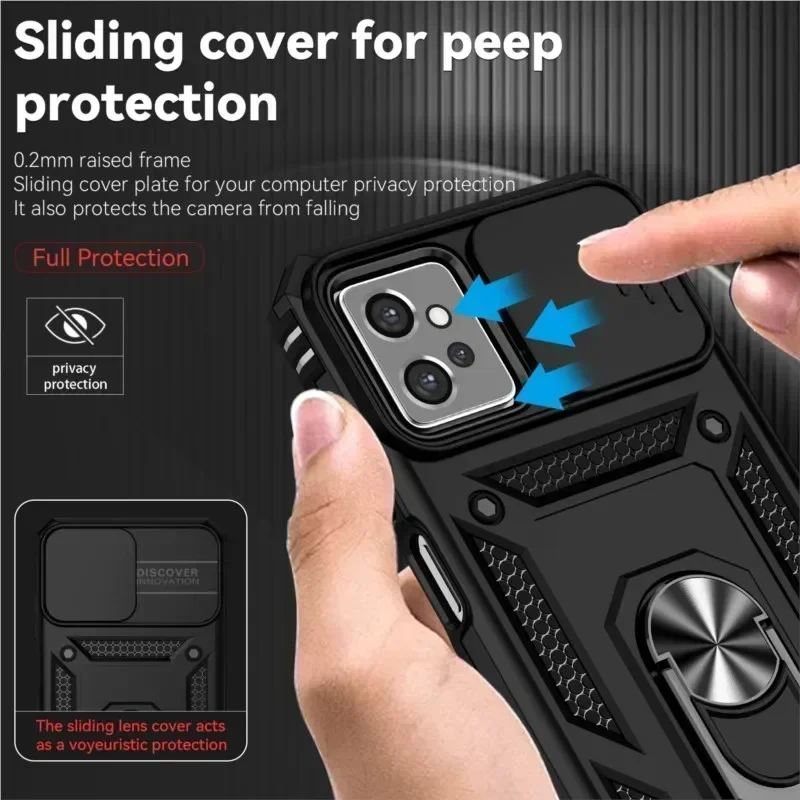 Чехол для Motorola Moto G32, чехол для Moto G32 Coque Fundas Slide Lens Push Window, магнитное кольцо-держатель, задний бампер Moto G32