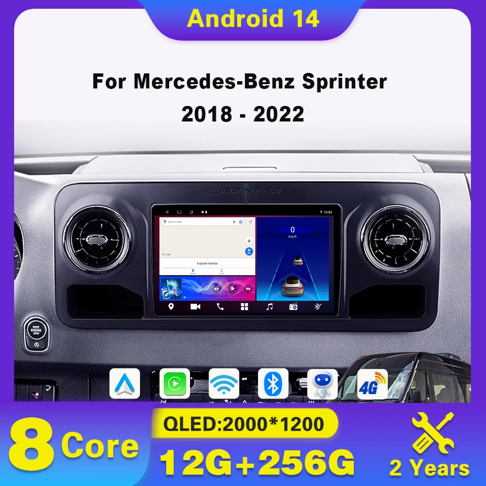 

Android 14 Car Radio For Mercedes-Benz Sprinter 2018 - 2022 Multimedia Player Carplay Navigation GPS 4G WIFI Stereo unit dvd