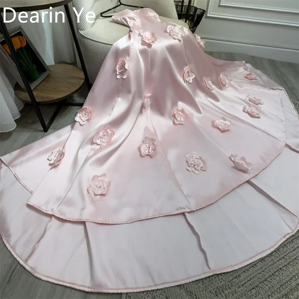 

Customized Formal Dress Dearin Sheer Straps A-line Floor Length 3D Rose Flower Bespoke Occasion Dresses Saudi Arabia Prom Evenin