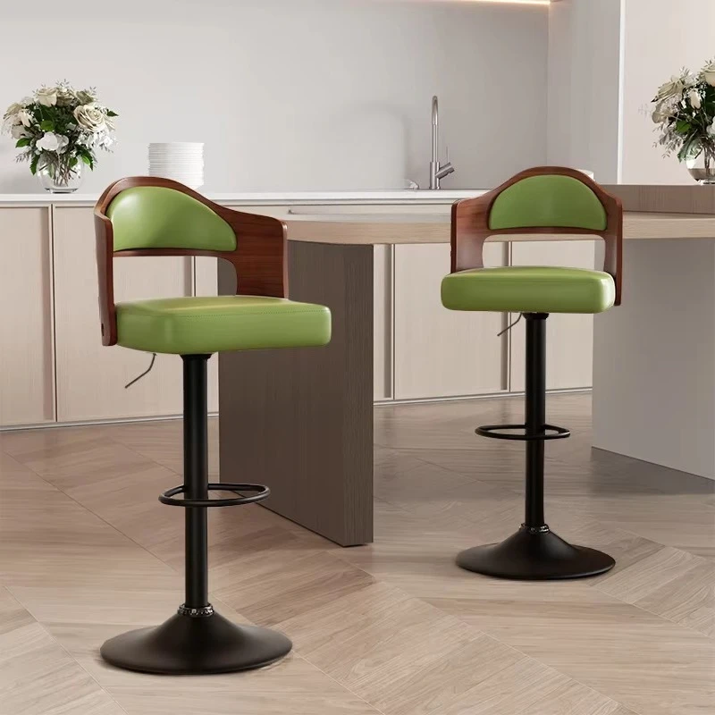 Two-color modern style height adjustable rotating bar stool PU leather iron frame