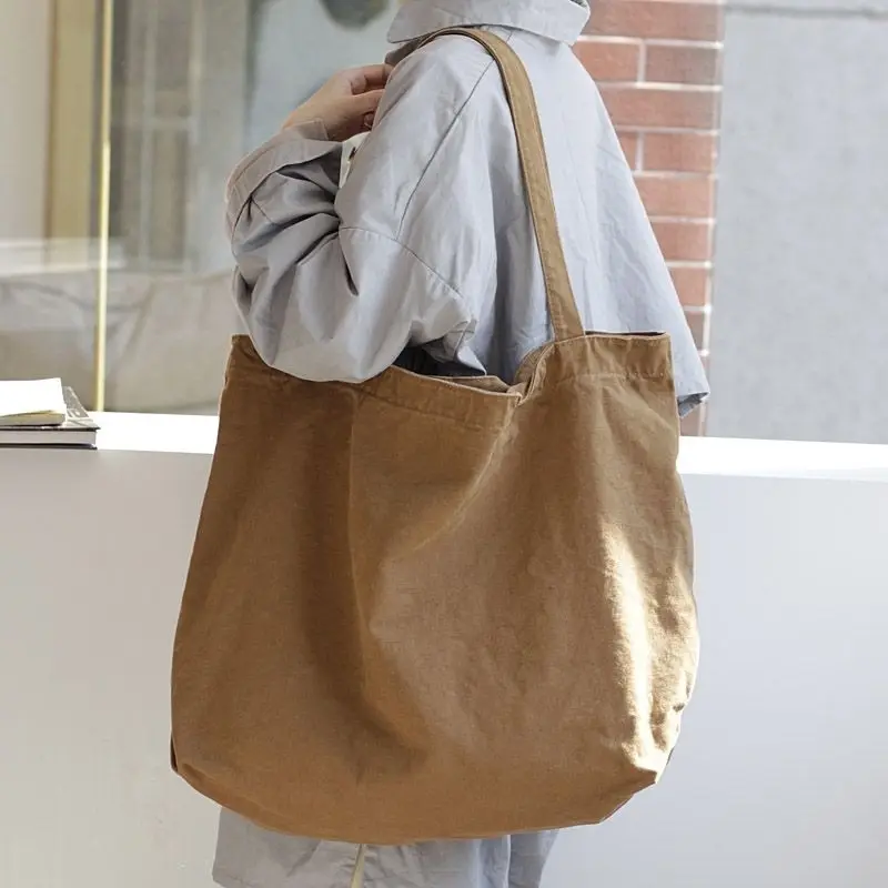 2024 Fashion New Commuter Bag Canvas Bag Women's Large Capacity Korean Canvas Bag Versatile for Going Out Shopping Big Bag Women