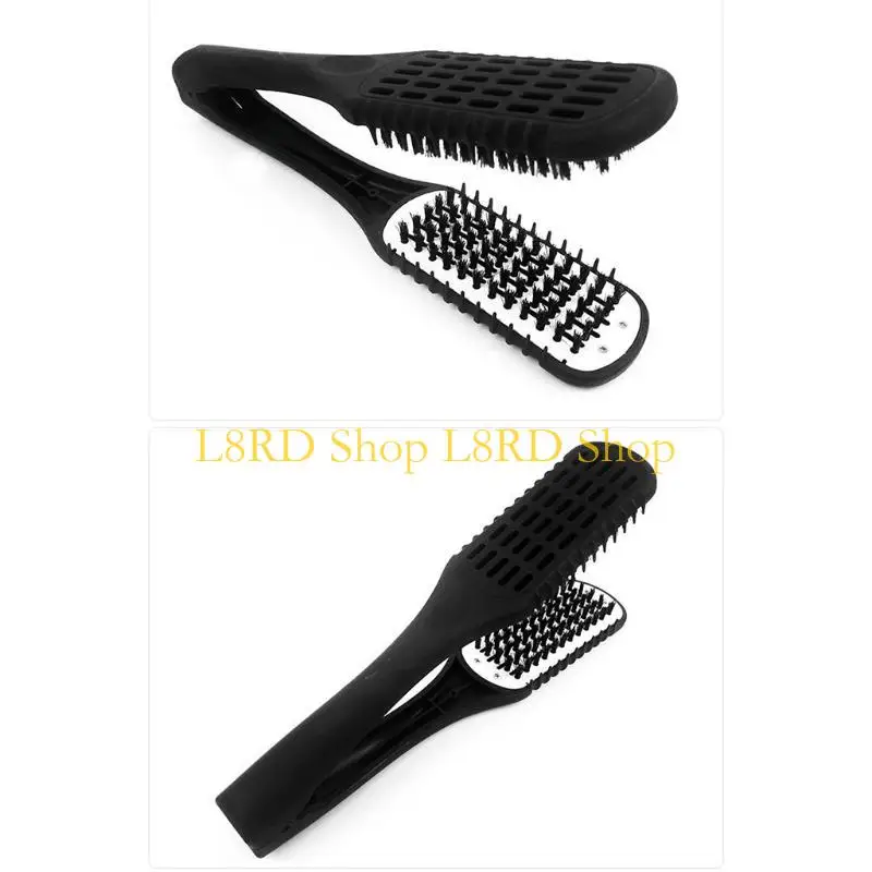 L8RD Hairdressing Straightener Nylon Hair Straightening Double Brushes V Comb