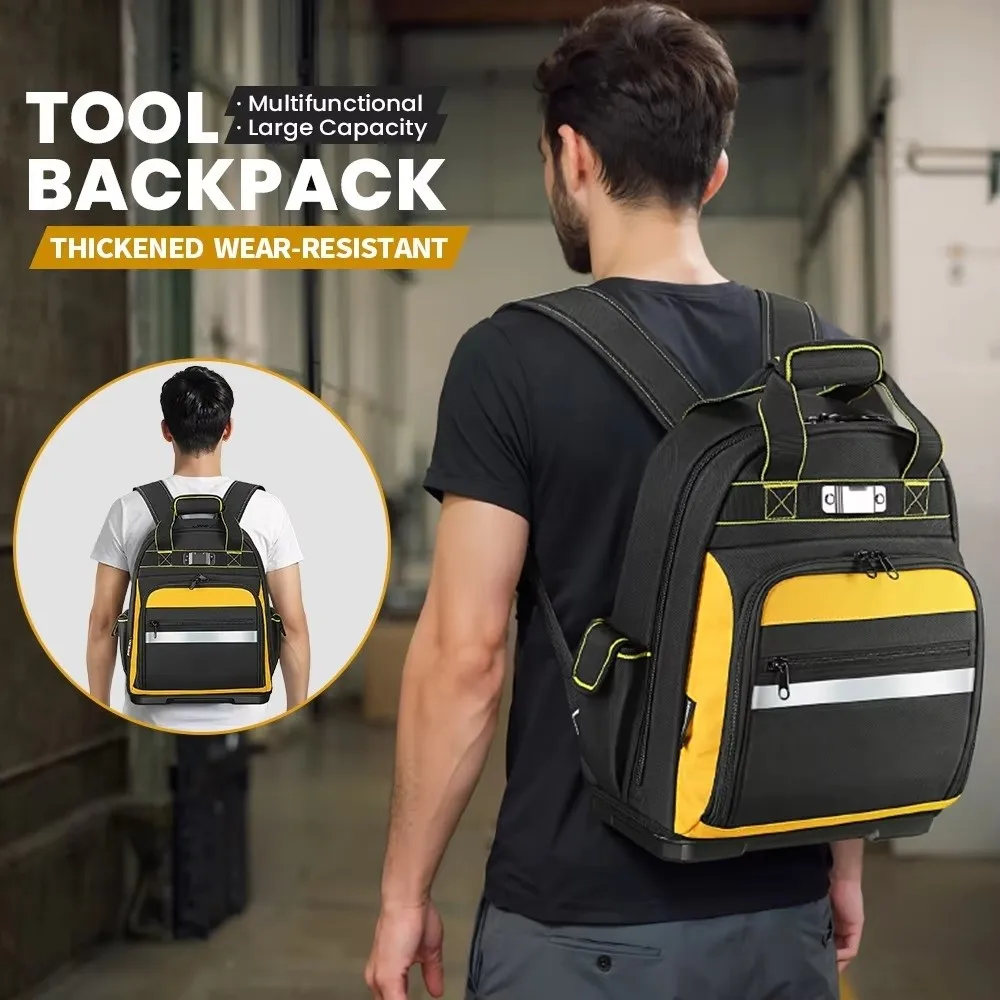 large-capacity-tool-backpack-waterproof-wear-resistant-heavy-duty-tool-organizer-thickened-with-hard-bottom-electrician-tool-bag