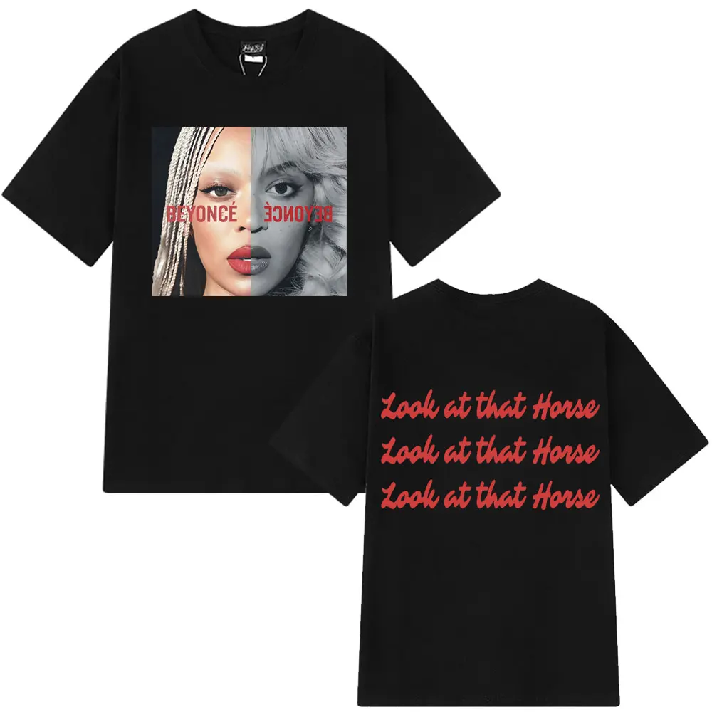 Mira ese caballo vaquero Carter Beyonce 2025 Tour camiseta de manga corta tendencia estética camisetas casuales ropa cómoda Unisex