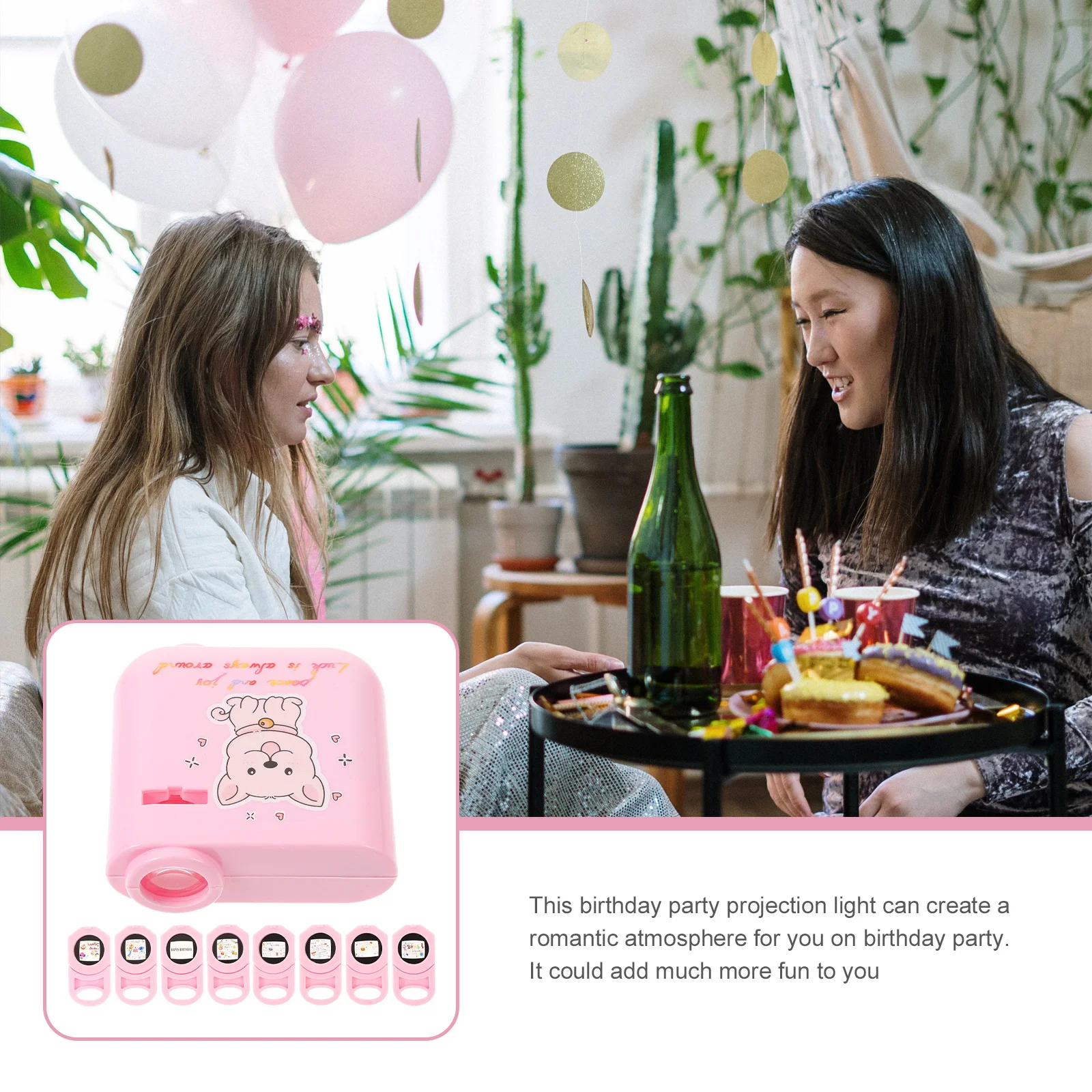 

Birthday Projection Light ABS Material Decorative Lamp Party Photo Projector Clear Pattern Display Romantic Atmosphere