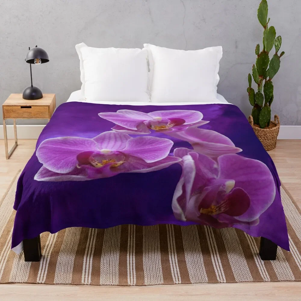 

Purple Orchids Throw Blanket valentine gift ideas bed plaid Picnic for winter Blankets