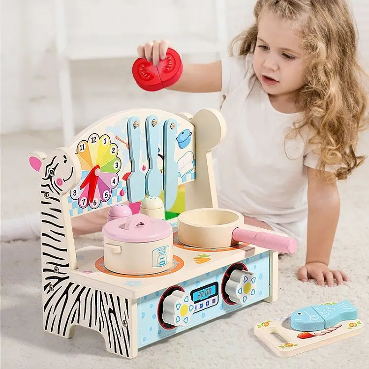 Wooden Children's Playhouse Mini Kitchen Simulation Toys 2 To 3 Tear Old Children's Toys Boy's Girls' Home Kitchenware ToysZE510