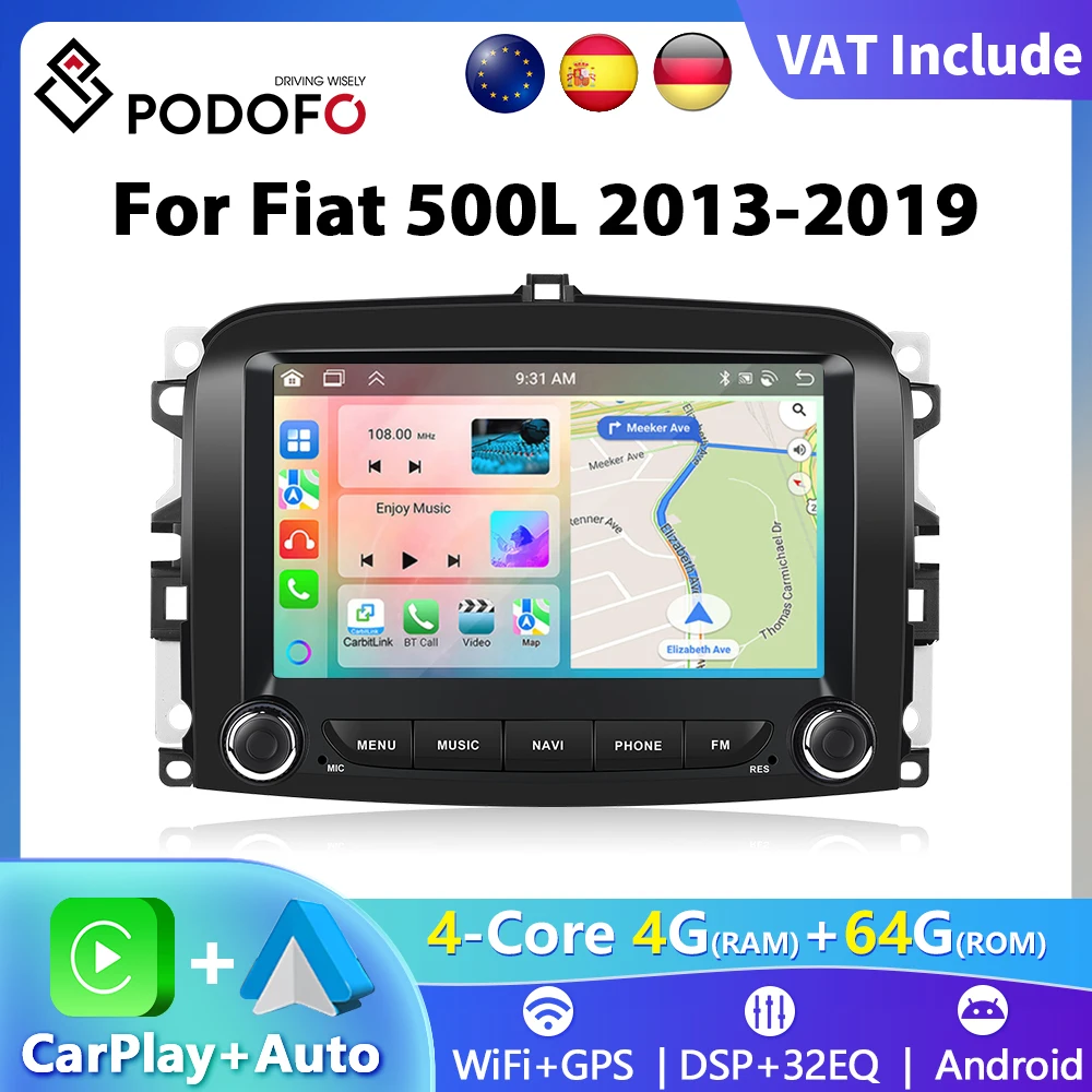 CarPlay Android Radio Per Fiat 500L 2013-2019 perché Lettore Multimediale 2din GPS Stereo di Navigazione Sistema Intelligente Auto Radio RDS