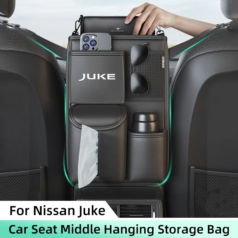 Car Seat Middle Storage Bag For Nissan Juke F15 F16 Car Armrest Hanging Organizer Handbag Holder Pocket Cup Tissue Storage Bag