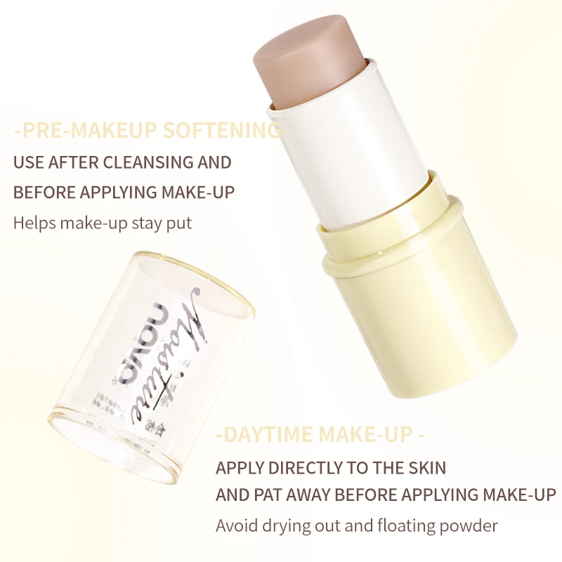 Bastão de maquiagem de base de poros invisível hidratante, creme de maquiagem de primer de controle de óleo hidratante, bálsamo labial, iluminar e modificar a cor da pele