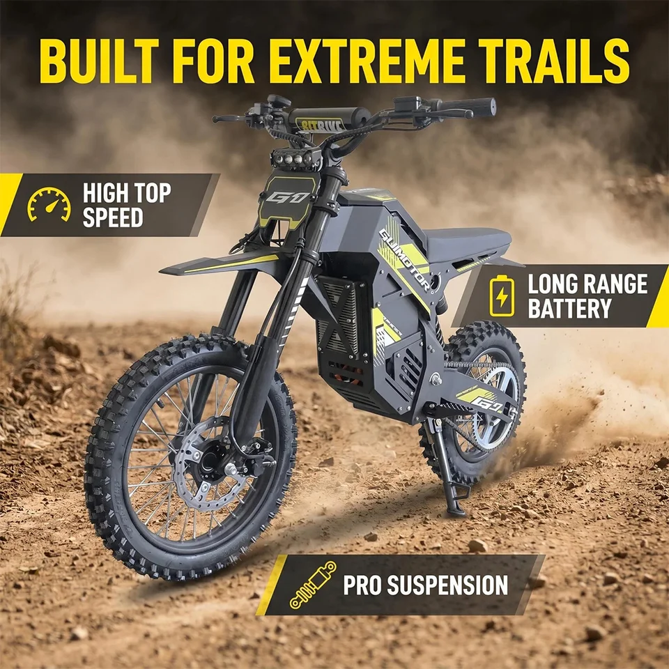 New G1 Electric E-bike Dirt Bike 1500W 48V 20.8AH Electric Motorcycle Fat Tire Nitrogen Suspension E Dirt Bike for Teens and Adults image 7