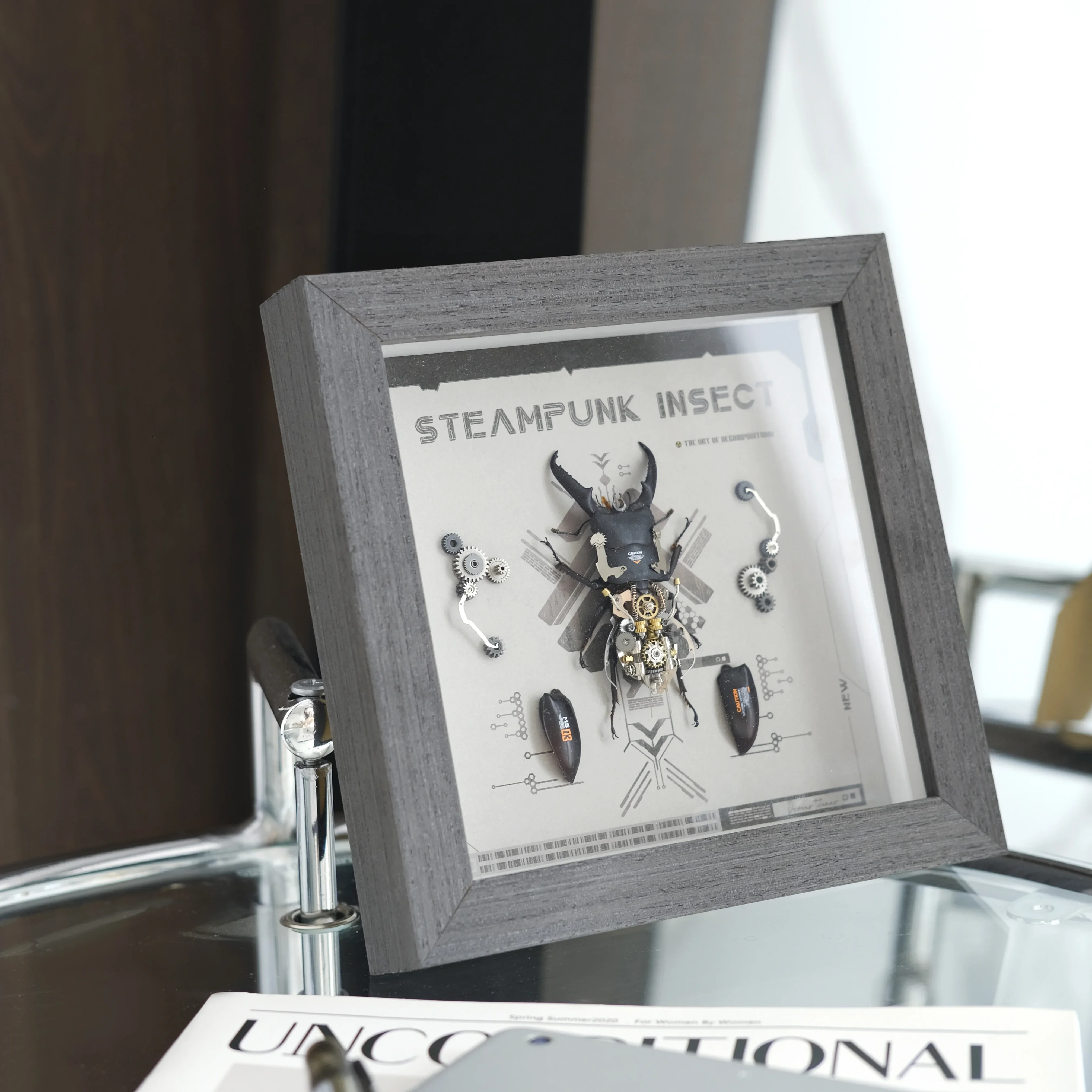 

Steam Insects Punk Mechanical Spade Armor Static Real Specimens Retro Ornaments Decorative Photo Frame Creative Birthday Gift