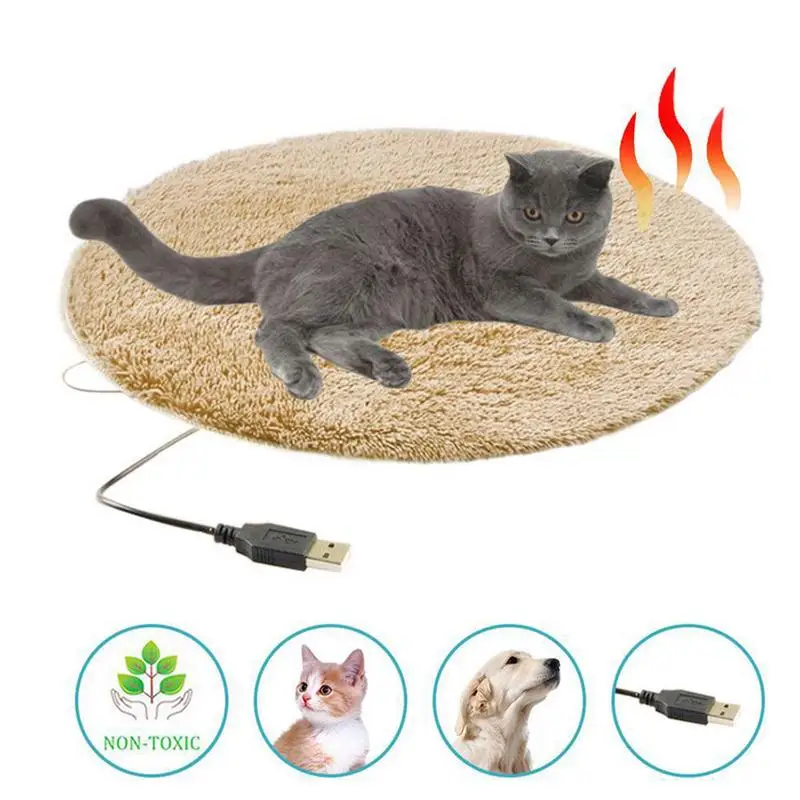 Cat Warming Pad Indoor Pet Beds Auto Temperature Control Heated Cat Pad With Chew Resistant Cord For Winter For New Born Puppy