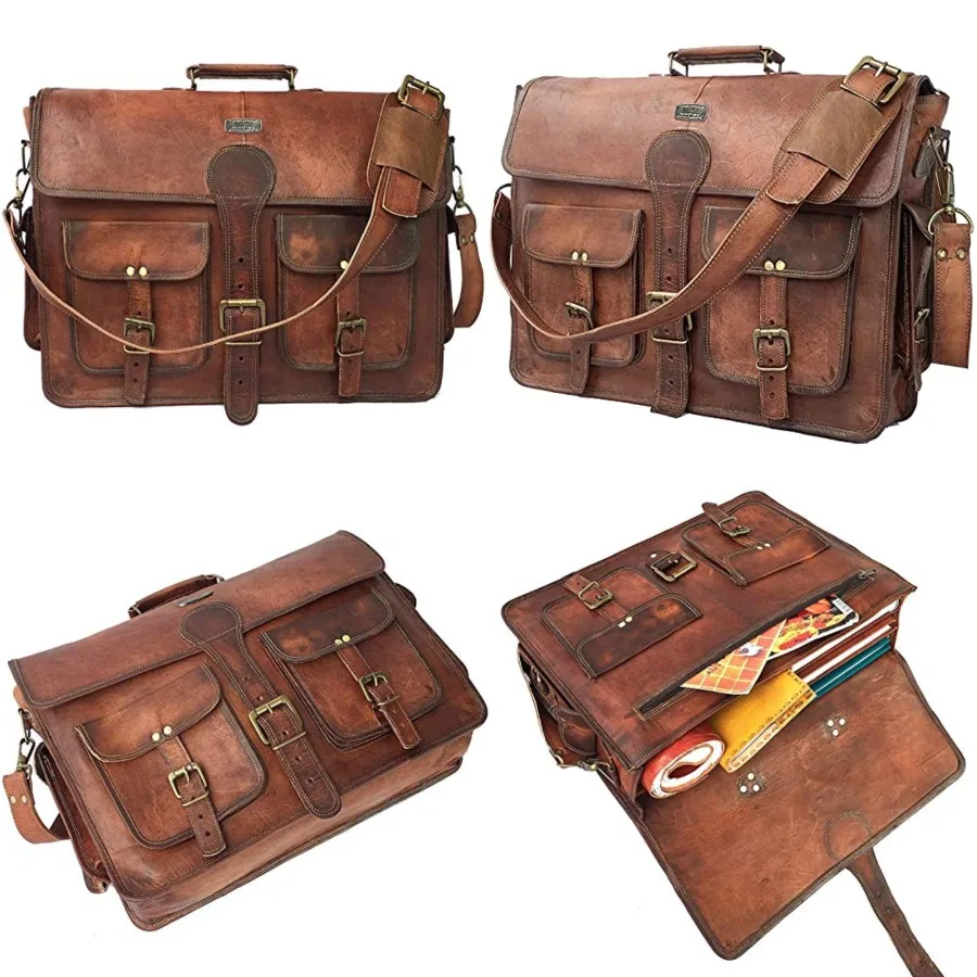 

16 Inch Vintage Handmade Leather Messenger Bag Laptop Briefcase Computer Satchel Bag for Men & Women (16 Inch Medium)The size of this bag is 18 inches wide x 13 inches high x 5 inches deep. It can be used to store an iPad and other necessary items.
