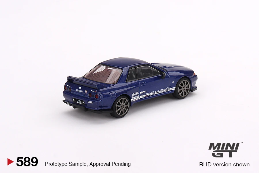 Mini GT 1:64 Diecast Car - 589 Skyline GT-R (VR32) Top Secret, Blue - RHD Diecast Model Car Collection Limited Edition Hobby Toy