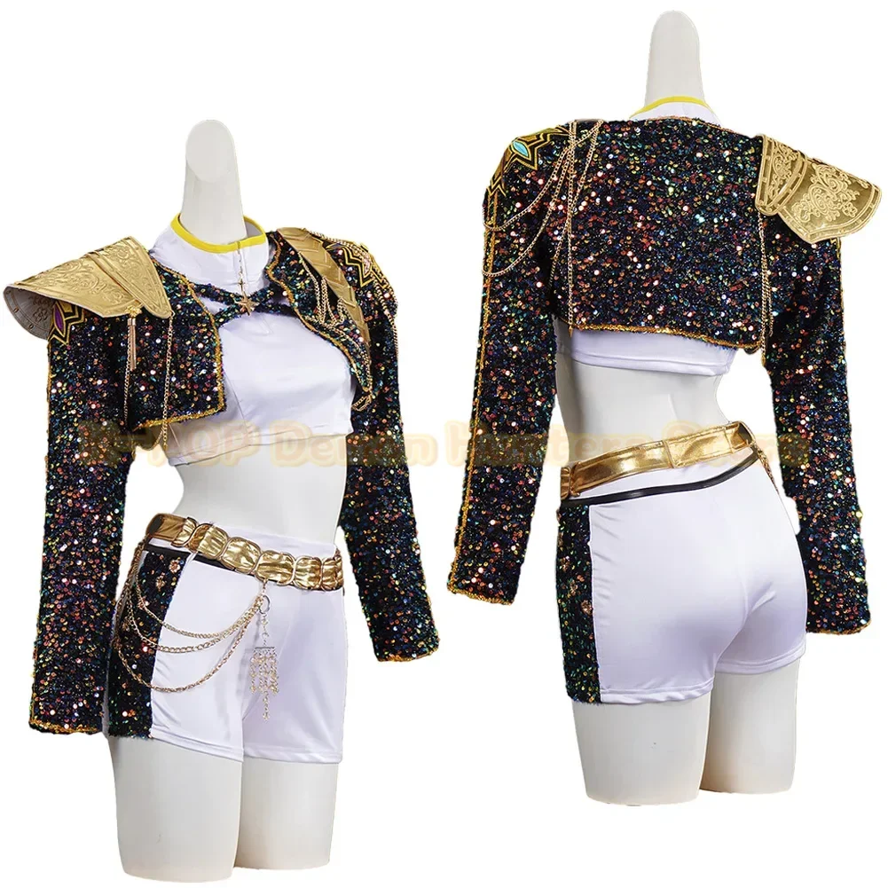 أنيمي طفل الفتيات رومي KPop شيطان هنتر تأثيري الاطفال الأسود Gloden زي تشيد تمويه أداء لعب الأدوار موحدة هالوين #4