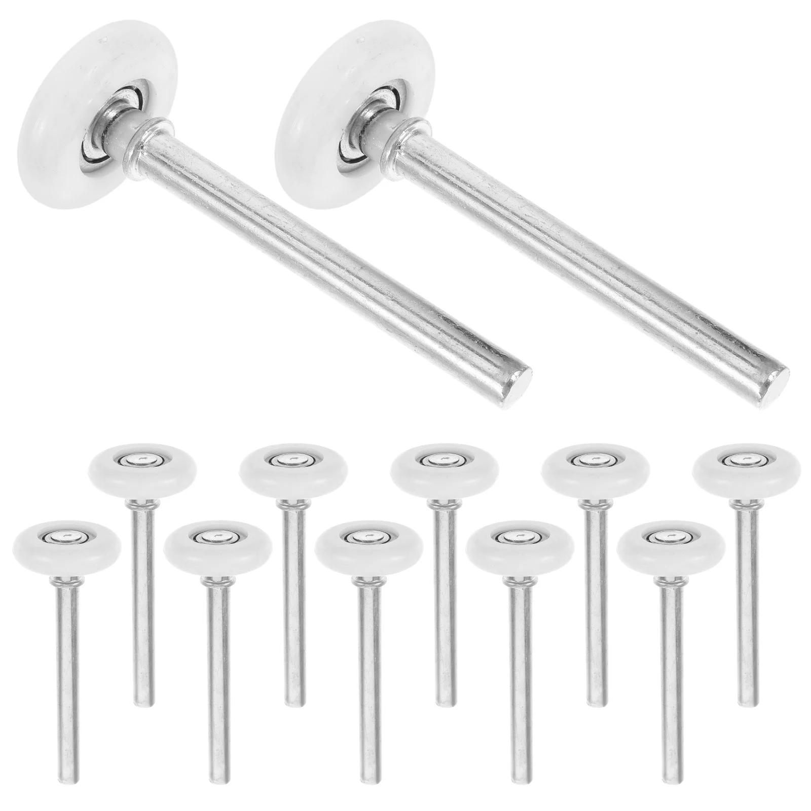 

12Pcs Sliding Door Rollers Small White Metal Wheels Nylon Bearings High Hardness Industrial Garage Door Replacement Smooth Quiet