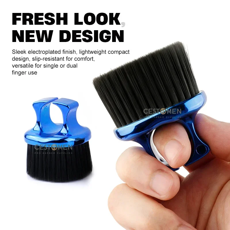 Cepillo de pelo galvanizado con diseño de anillo de dedo, plumero de cuello portátil, cepillo de peinado de limpieza de barba, salón profesional,