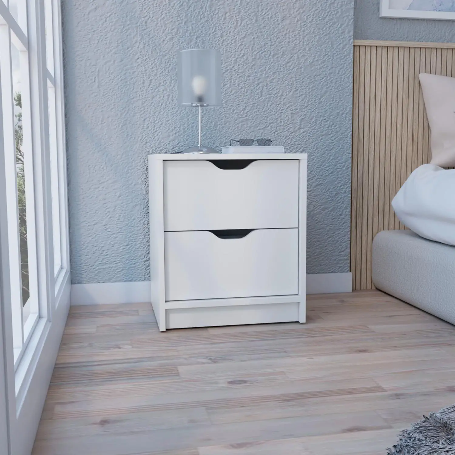 Basilea 2 Drawers Nightstand, Pull Out System White