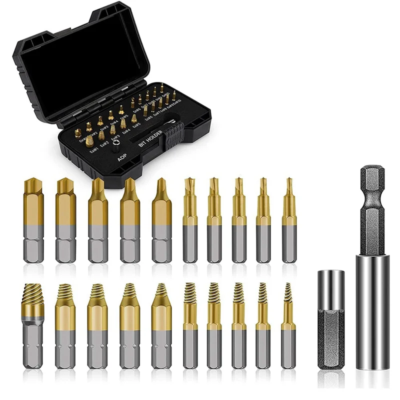MLGB-22Pcs Titanium Damaged Screw Extractor Set - Stocking Stuffers For Men Adults,Remover For Stripped Screws Nuts Easy Install