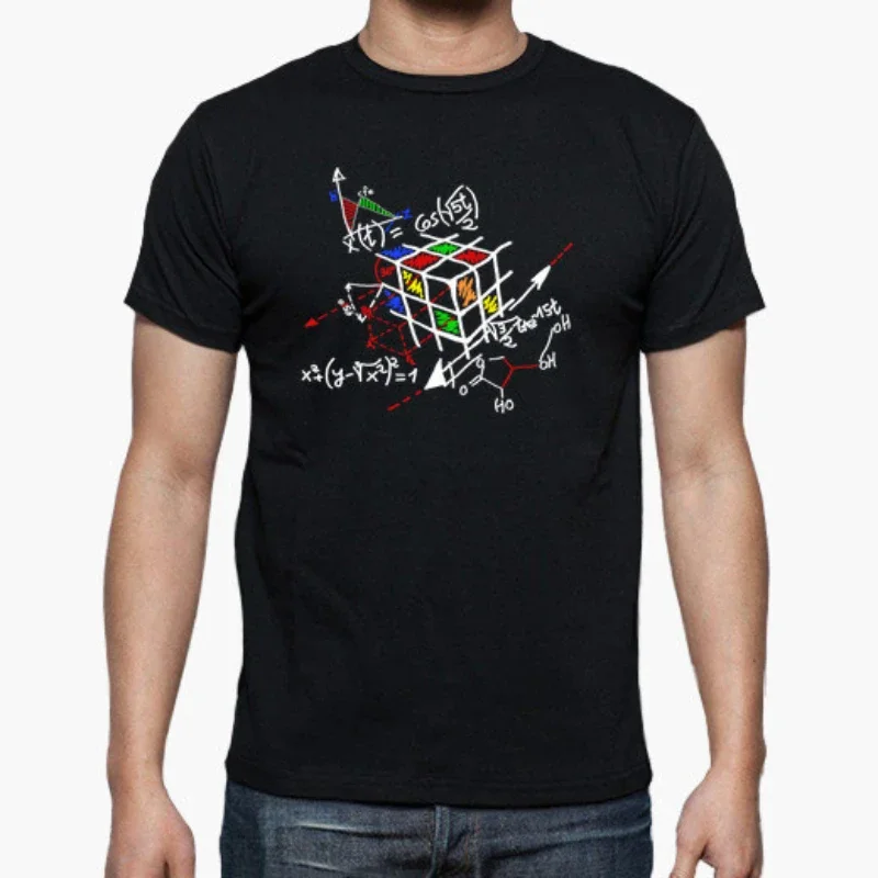 Funny Rubik Outline Mathematical Formula T Shirt New 100% Cotton Short Sleeve O-Neck T-shirt Casual Mens Top