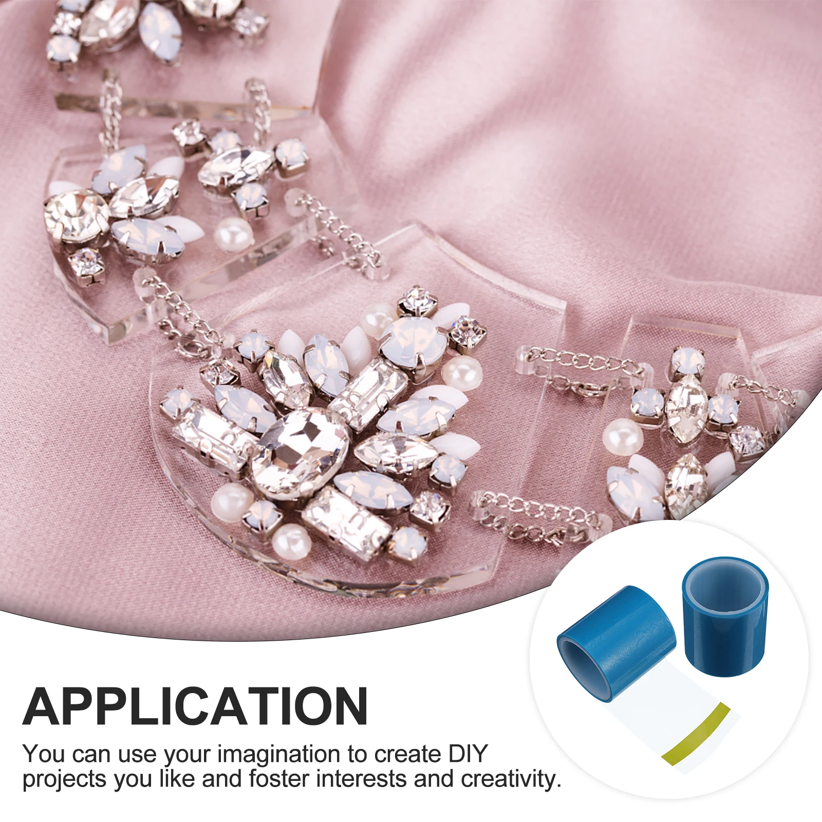 

2pcs 2 Rolls Leak-proof Crystal Drop Glue Tape DIY UV Craft Blue Adhesive Pet Easy Remove Jewelry Accessories