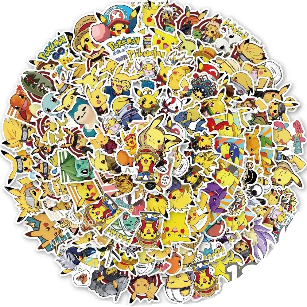 10/30/60/120pcs Cute Cartoon Pokemon Stickers for Kids Toys Pikachu Psyduck Anime Decal Waterproof DIY Laptop Skateboard Bicycle