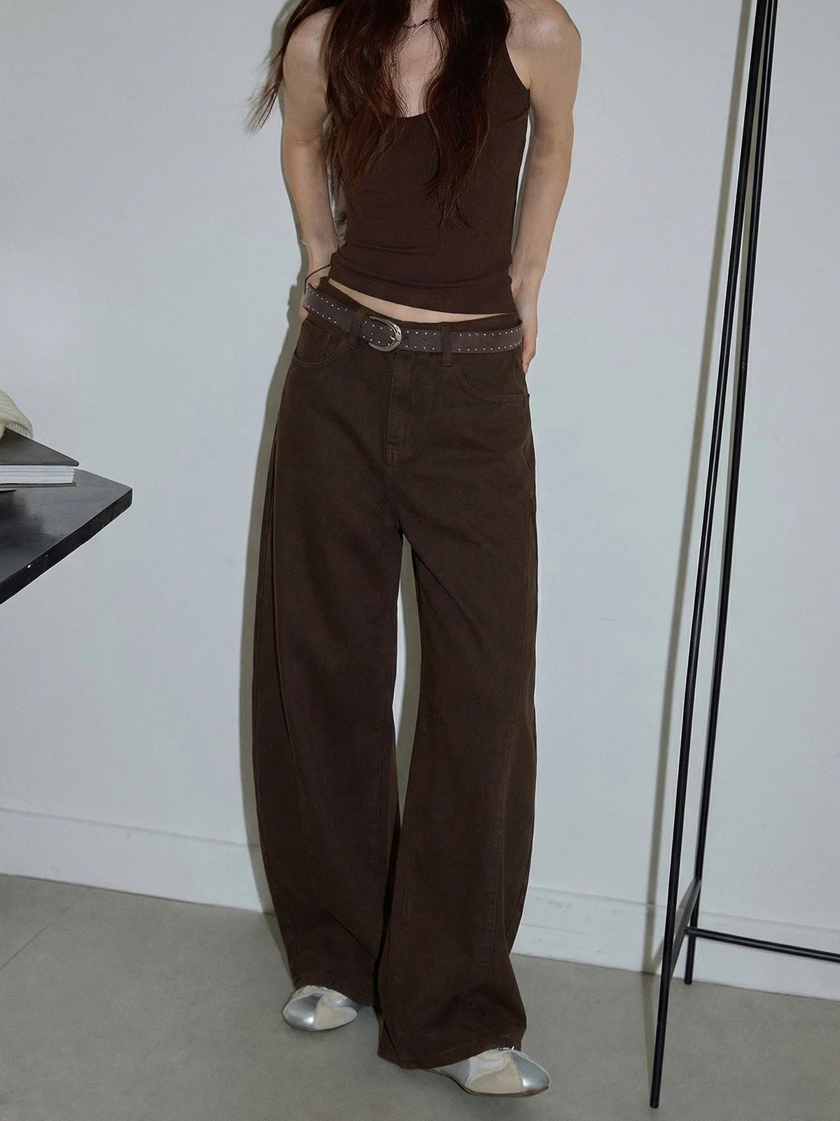 

High Waist Wide Leg Pants Women's American Retro Sle Loose Casual Trousers Spring Season Straight Cut Loose Fit Jeans