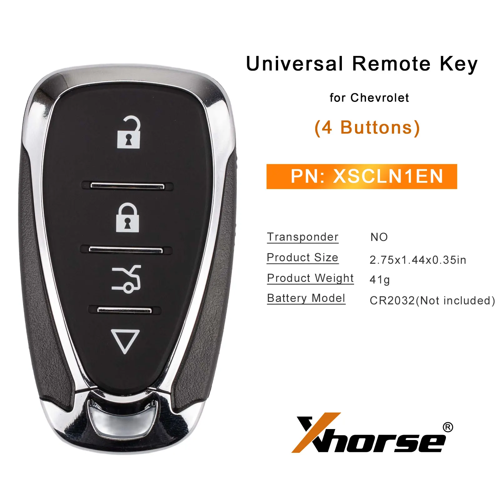 1/5 Piece XHORSE XSCLN1EN for Chevrolet Style 2nd Generation Universal Remote Key 4 Buttons English Version Replace XSCL01EN