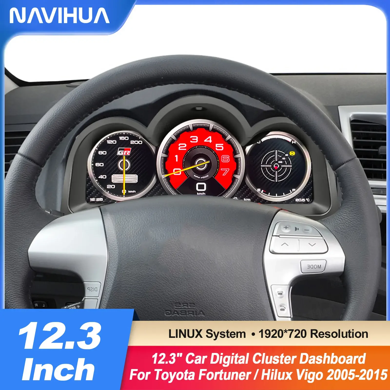 

Navihua New Design Digital Cluster for Toyota Fortuner/ Hilux Vigo 2005-2015 Car LCD Dashboard Auto Speedometer Linux System