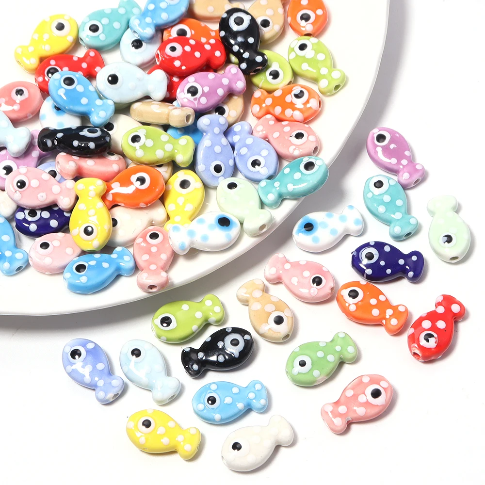 6pcs 11x19mm Fish-shaped Beads Ceramic Spacer Loose Porcelain Bead For Jewelry Making Findings DIY Bracelet Necklace Accessories image 4