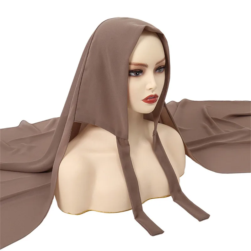 

Solid Color Chiffon Strap For Convenient Headscarf Women's Scarf