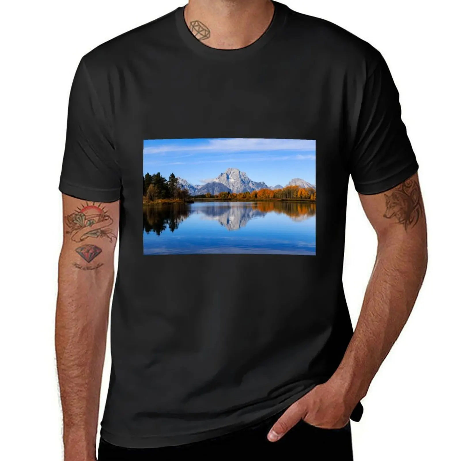 

Mount Moran Mirror - Snake River Reflection in Grand Teton National Park Wyoming T-Shirt cute tops Men's t-shirts