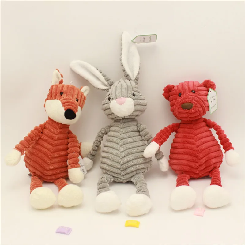 Corduroy Animal Shape Plush Toy Stripe Baby Elephant Lion Fox Rabbit Pig Panda Duck Monkey Soft Stuffed Toys Kids Toys