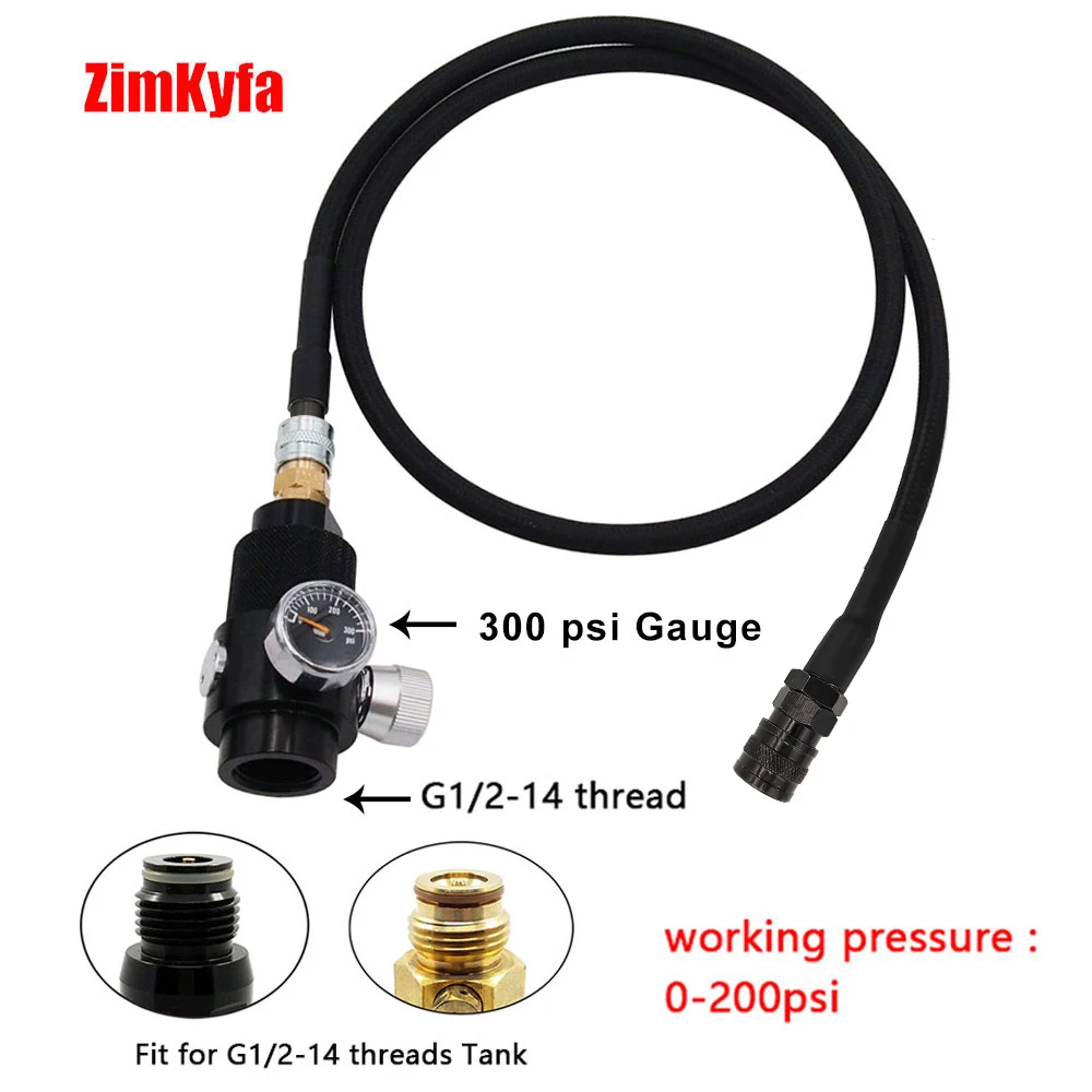 HPA SLP FLEX CO2 Regulator Valve W/100cm Low Pressure Remote Hose Coil Line to G1/2-14  .825