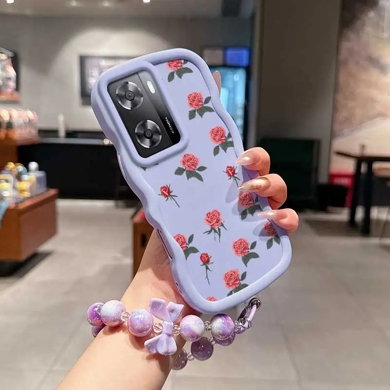 Stilvolle, flexible Hülle mit Streu-Rosen-Motiv für OPPO A57 4G, schlank und mit Trageband, ideal für OPPO A Reno X 91 77 79 3 11 10