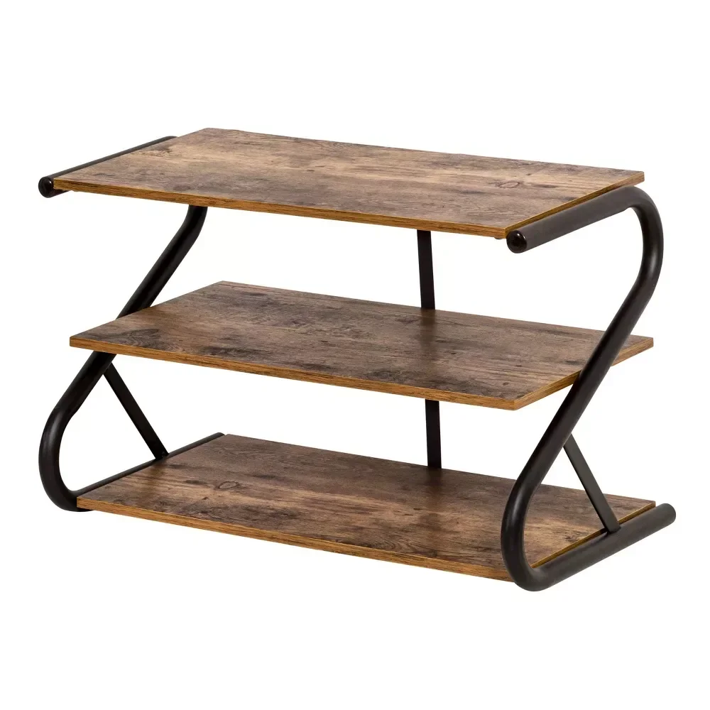 

3 Shelves Z-Frame Wooden Shoe Rack with Matte Black Metal kitchen gadgets bathroom