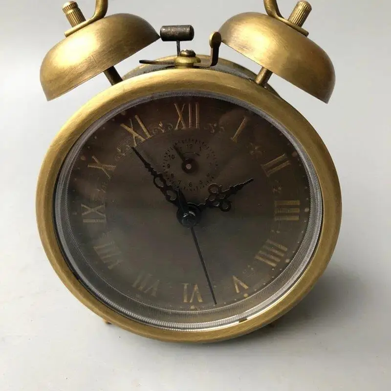 Antique reflow double alarm brass alarm clock ornament home collection