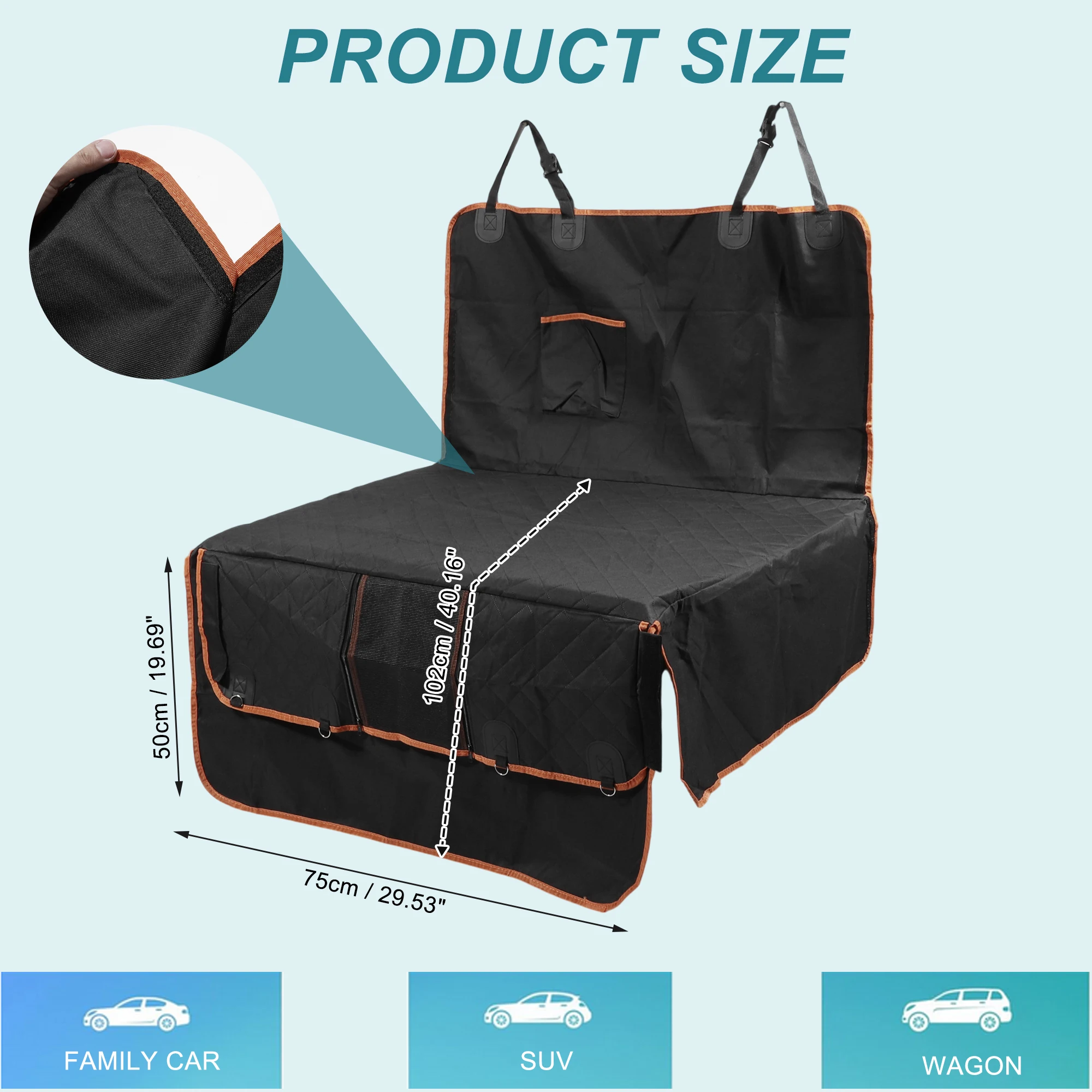 UXCELL Dog Car Back Seat Cover Casual Solid Dog Mats Cover Waterproof Dog Hammock for Car SUV Trunk Mat with Side Flaps