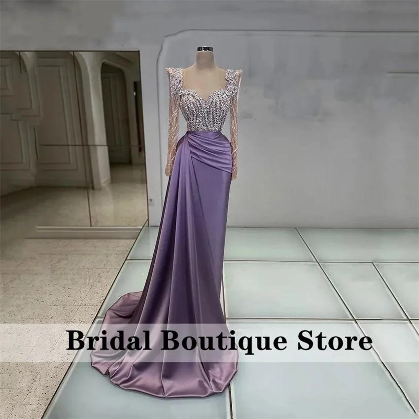 

Diamonds Purple Evening Dress Beads Crystals Birthday Party Prom Party Gown Wedding Reception Party Gown Customized