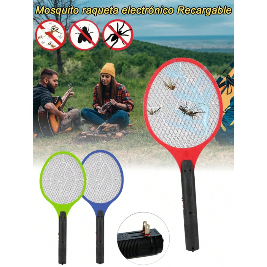 1-teiliger wiederaufladbarer elektrischer Mückenschläger, elektronischer Mückenschutz für Zuhause und im Freien, 3500 V Hochspannung, dreischichtiges Schutznetz, sicher und langlebig