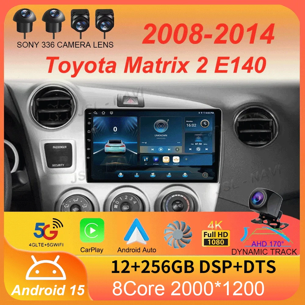 

Android 15 Carplay Auto Car Radio For Toyota Matrix 2 E140 2008 2009 2010 2011 2012 2013 2014 Multimedia Player Navigation GPS