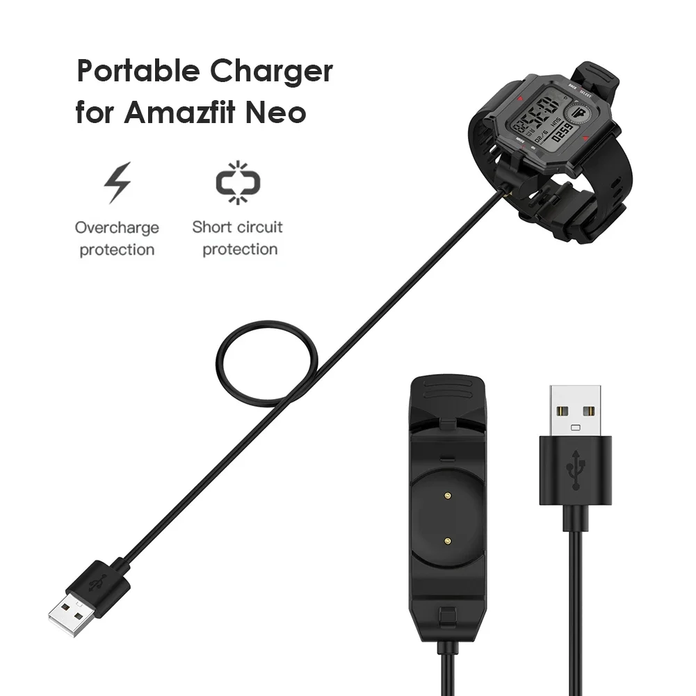 Dispositivo carregador sem fio portátil para Amazfit Neo relógio inteligente, cabo de carregamento rápido USB, 1m