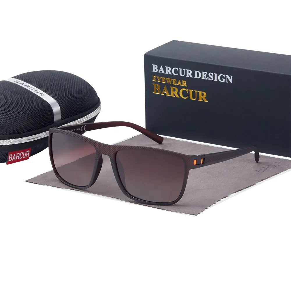 BARCUR Leichte und bequeme Herren-Sonnenbrille im lässigen Stil, modische Dekoration, quadratischer Rahmen, Straßenfotografie – Detail 9