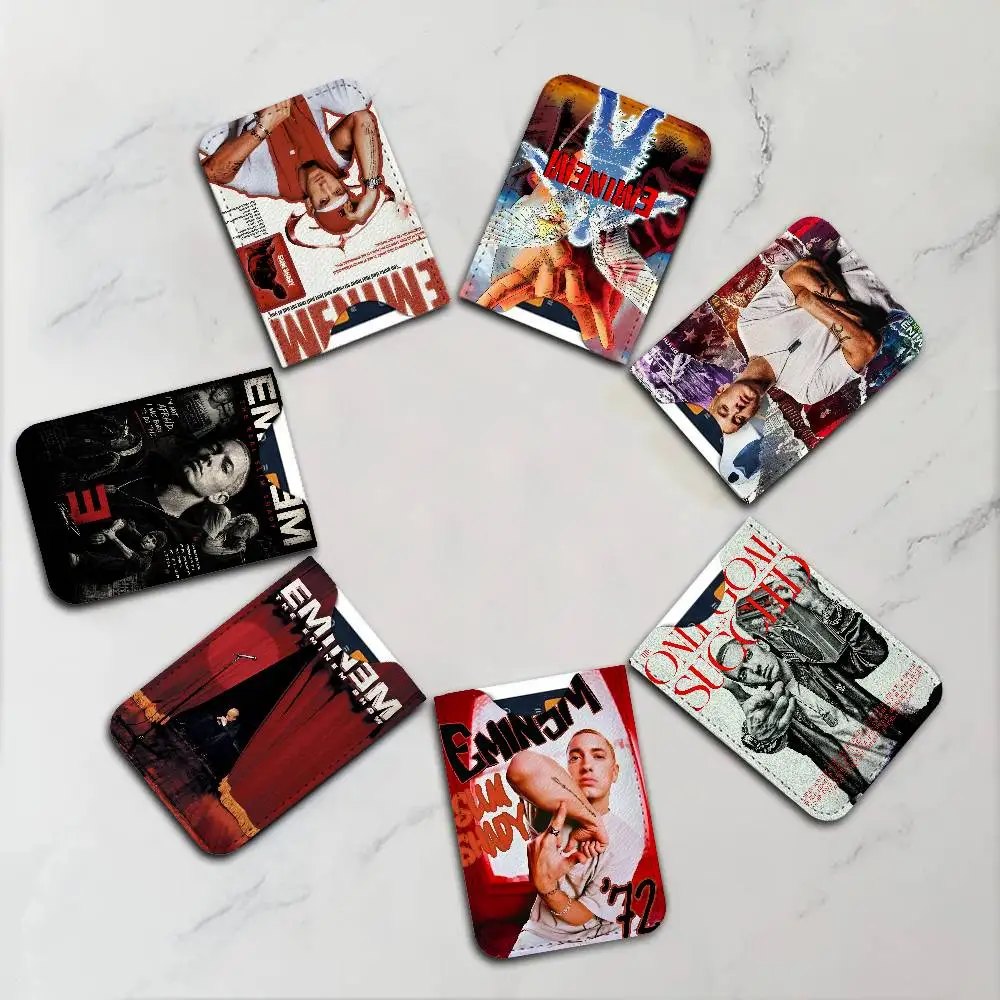 Rapper Cool Singer E-EminemS Creative Printed with Leather Protective Case Business Portable Letter Pattern Leather Credit Bags